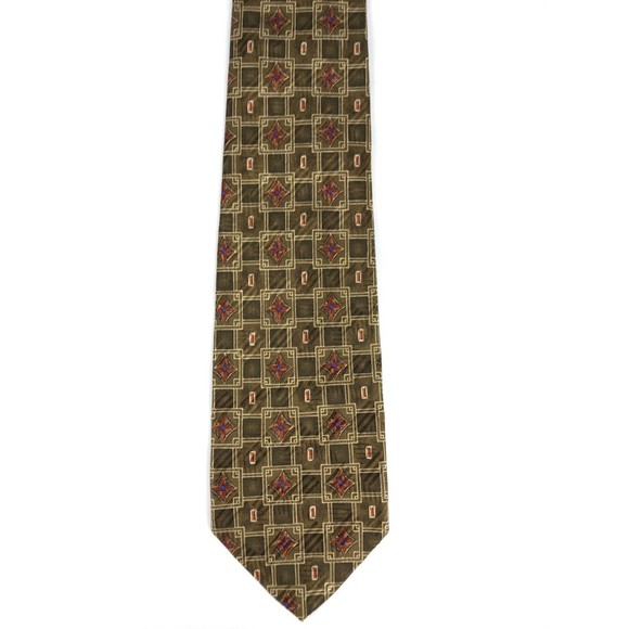 Robert Talbott Tie 100% Silk Handmade Brown Orange Foulard Elegant Necktie 56" - Picture 3 of 7